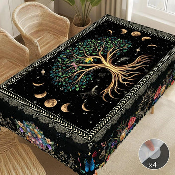 Pagan Tree of Life Moon Phases Tablecloth Wiccan Home Decor-MoonChildWorld