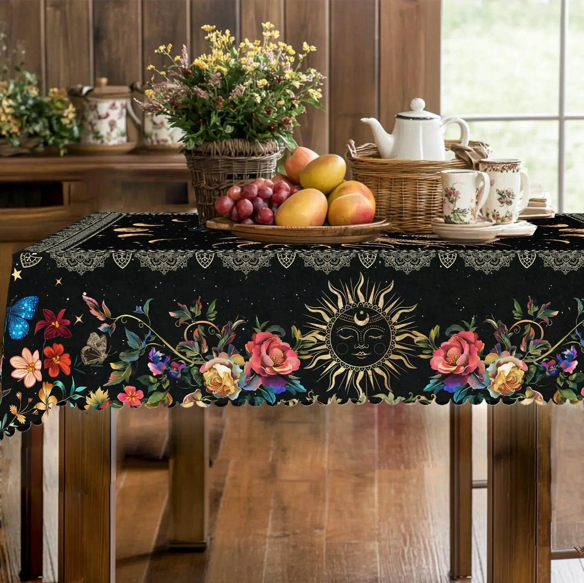 Pagan Tree of Life Moon Phases Tablecloth Wiccan Home Decor-MoonChildWorld