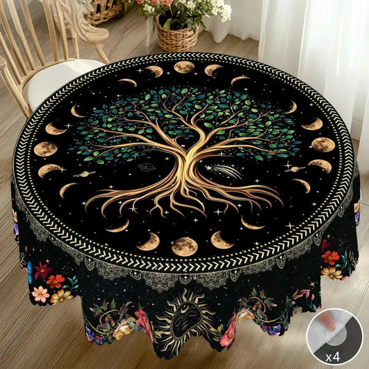 Pagan Tree of Life Moon Phases Tablecloth Wiccan Home Decor-MoonChildWorld
