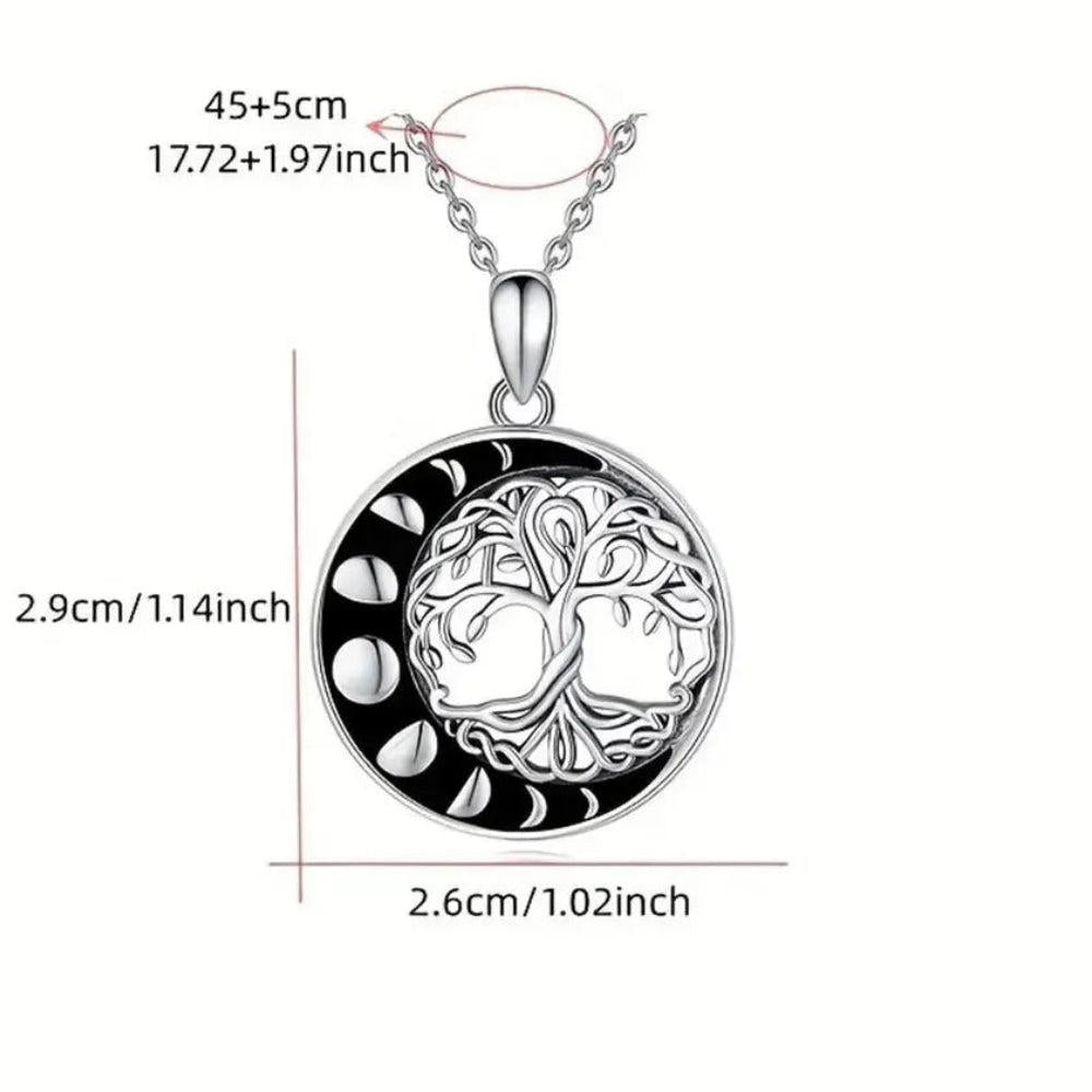 Pagan Tree of life Moon Phases Pendant Necklace Wicca Jewelry-MoonChildWorld