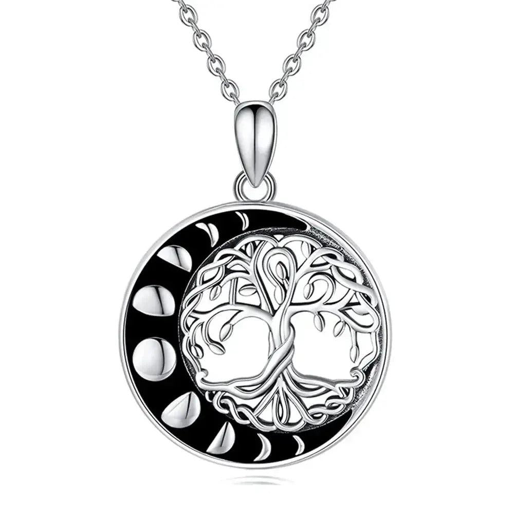 Pagan Tree of life Moon Phases Pendant Necklace Wicca Jewelry-MoonChildWorld