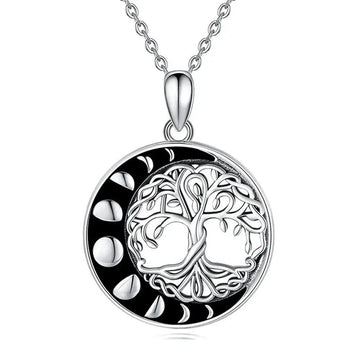 Pagan Tree of life Moon Phases Pendant Necklace Wicca Jewelry-MoonChildWorld