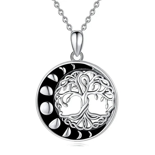 Pagan Tree of life Moon Phases Pendant Necklace Wicca Jewelry-MoonChildWorld