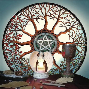 Pagan Tree of life Tarot Table Cloth Wicca Pentacle Altar Cloth for Reading Divination-MoonChildWorld