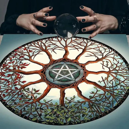 Pagan Tree of life Tarot Table Cloth Wicca Pentacle Altar Cloth for Reading Divination-MoonChildWorld