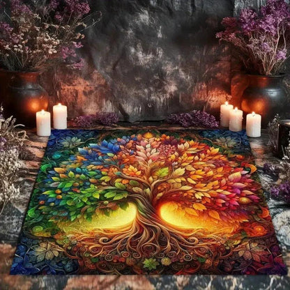 Pagan Tree of life Tarot Tablecloth Mandala Wicca Altar Cloth for Divination Meditation-MoonChildWorld