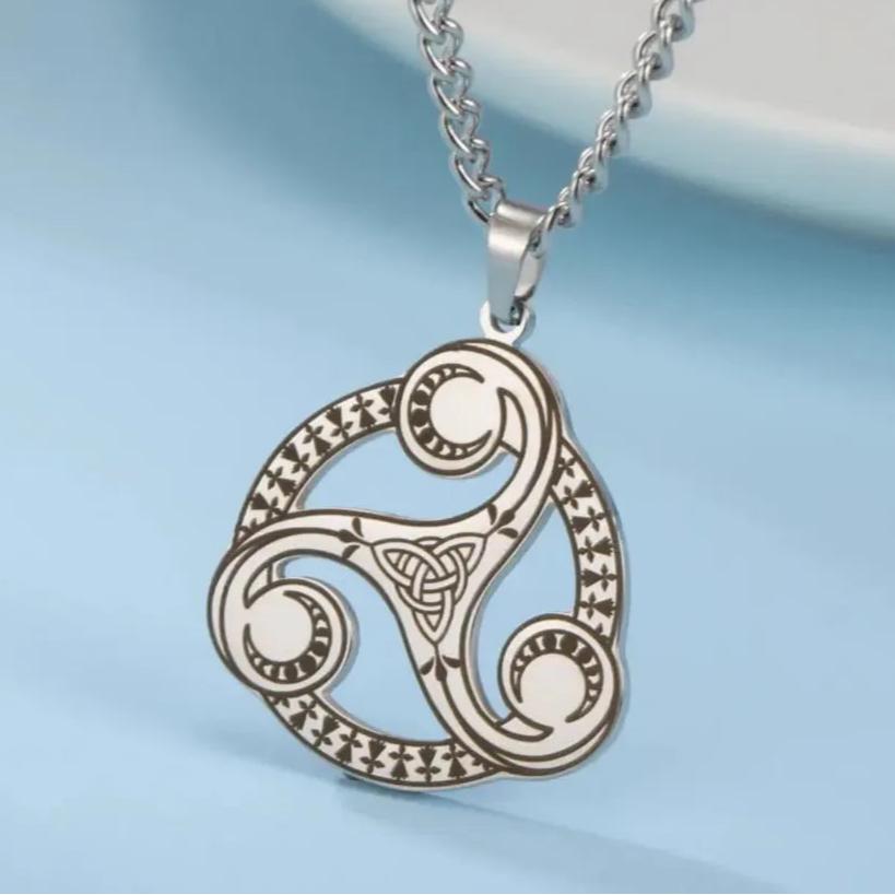 Pagan Trinity Celtic Knot Necklace Wicca Triskelion Symbol Necklace Witch Jewelry-MoonChildWorld