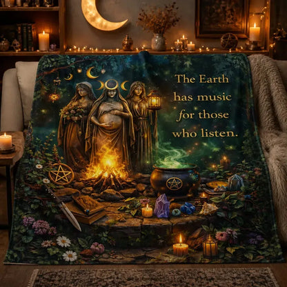 Pagan Triple Goddess Blanket with Mystical Elements for Wiccan_mockup_2.webp