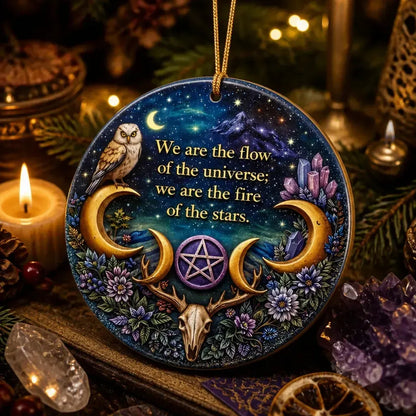 Pagan Triple Moon Altar Yule Ceramic Ornament with Owl – Wiccan Christmas Home Decor_mockup_2.webp