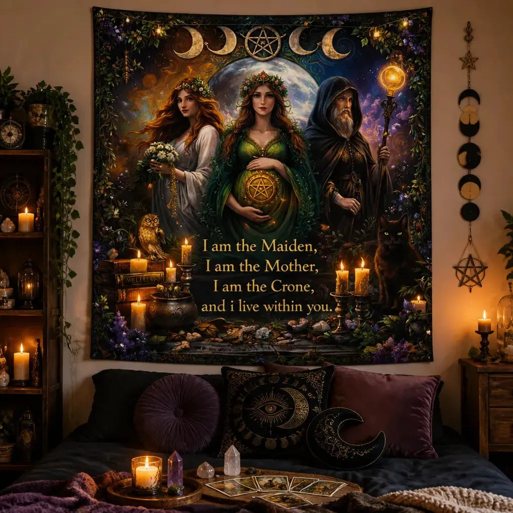 Pagan Triple Moon Goddess Tapestry Wiccan Altar Wall Hanging_mockup_1.webp