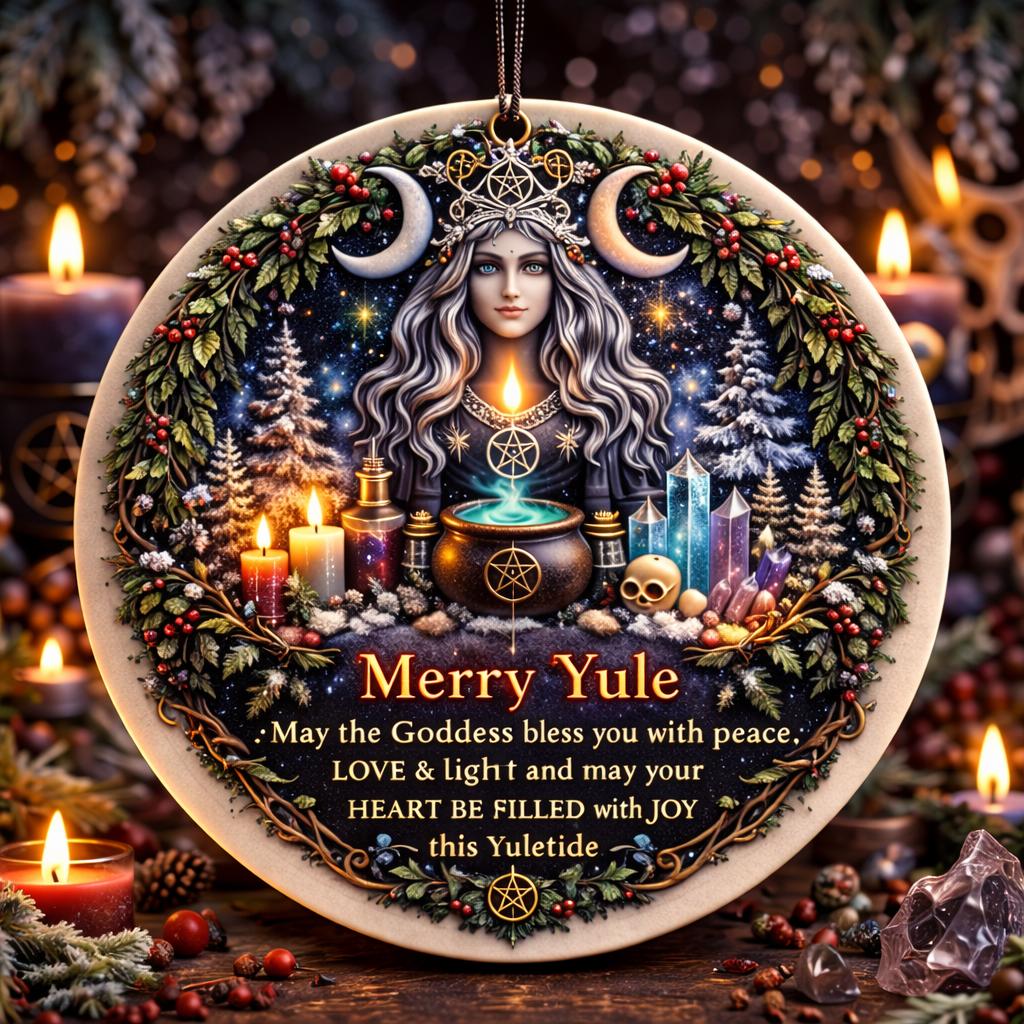 Pagan Triple Moon Goddess Yule Ceramic Ornament – Wiccan Holiday Ornament-MoonChildWorld
