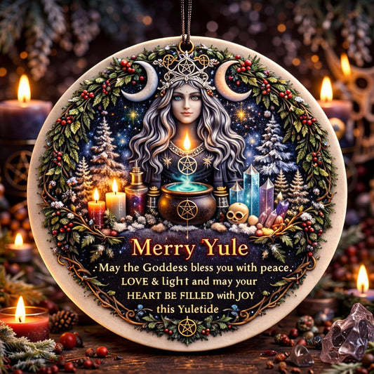 Pagan Triple Moon Goddess Yule Ceramic Ornament – Wiccan Holiday Ornament-MoonChildWorld