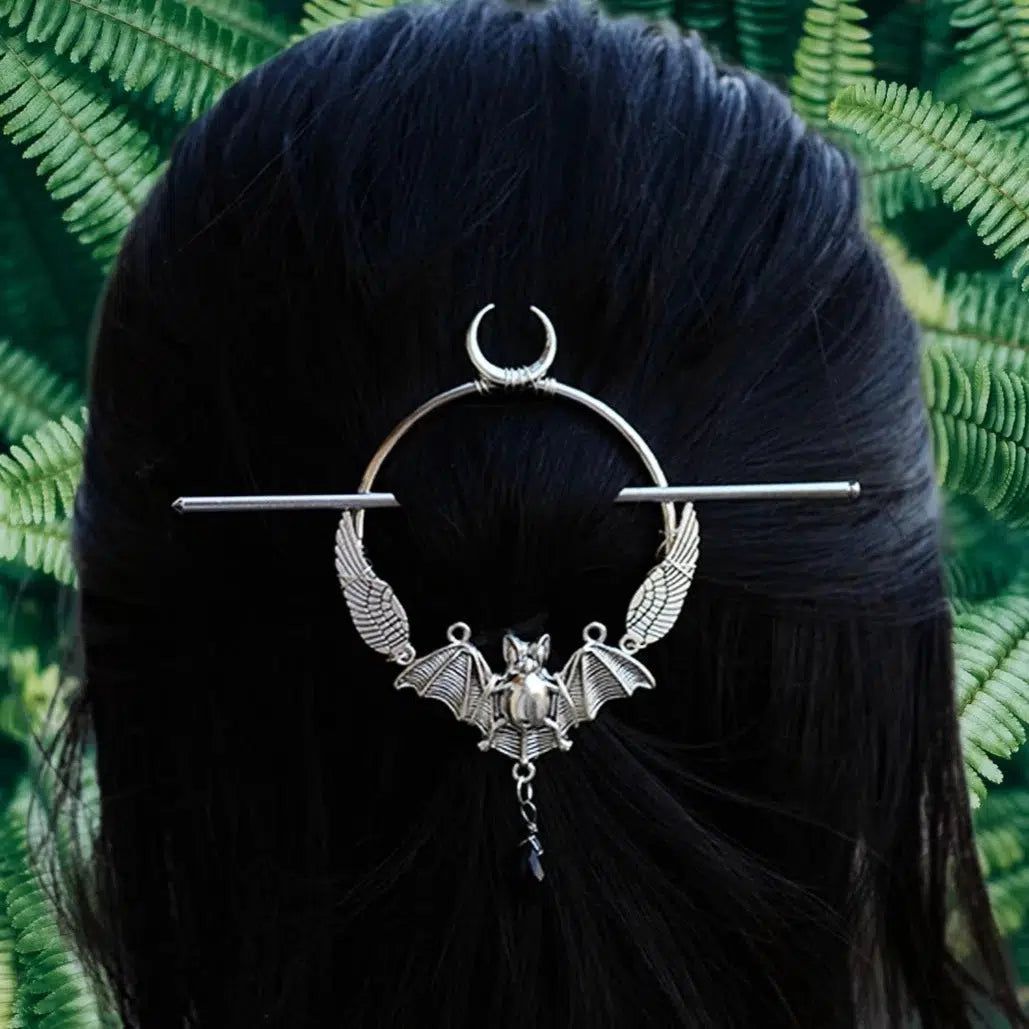 Pagan Triple Moon Pentacle Hairclip Witch Hair Jewelry-MoonChildWorld