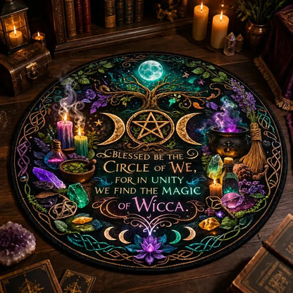Pagan Triple Moon Pentacle Round Rug Moon Phase Wiccan Carpet Witchy Home Decor_mockup_3.webp