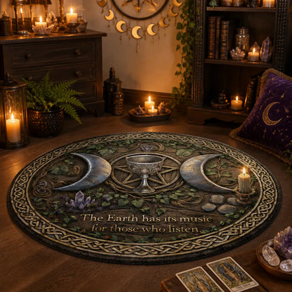 Pagan Triple Moon Pentacle Round Rug Wicca Symbol Carpet for Pagan Home Decor_mockup_1.webp