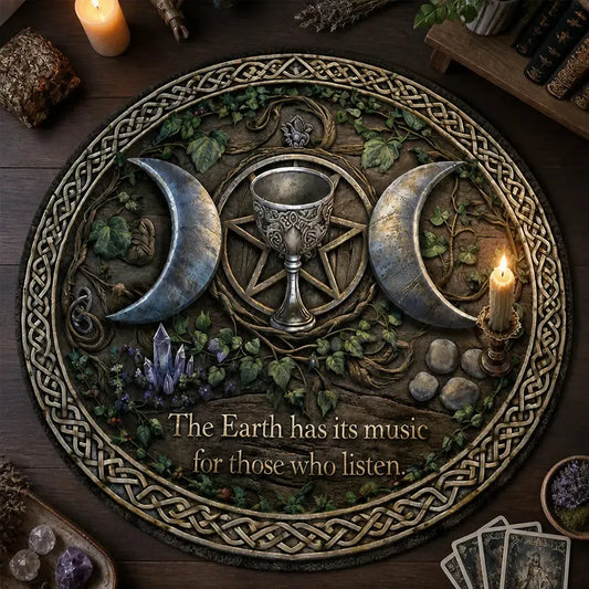 Pagan Triple Moon Pentacle Round Rug Wicca Symbol Carpet for Pagan Home Decor_mockup_2.webp