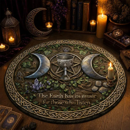 Pagan Triple Moon Pentacle Round Rug Wicca Symbol Carpet for Pagan Home Decor_mockup_3.webp