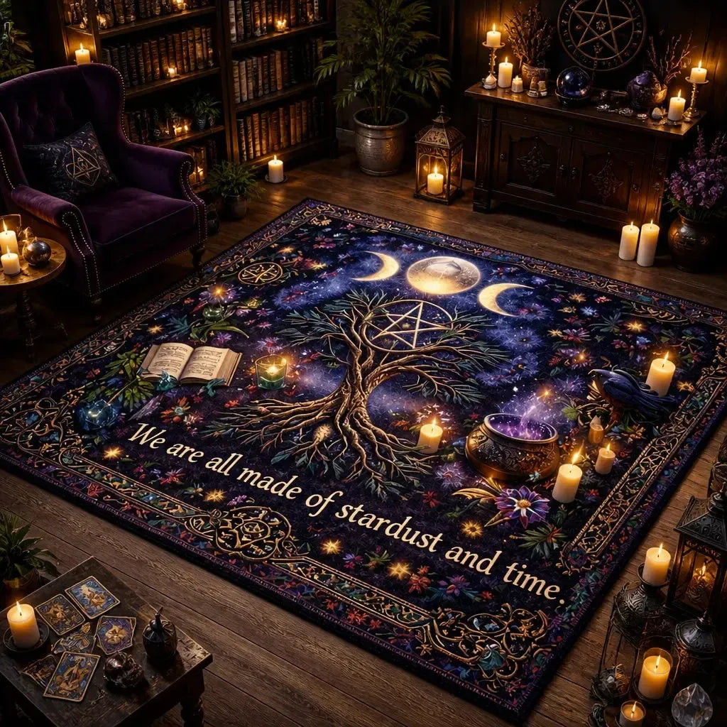 Pagan Triple Moon Tree of Life Area Rug – Spiritual Wicca Carpet for Mystical Home Decor_mockup_1.webp