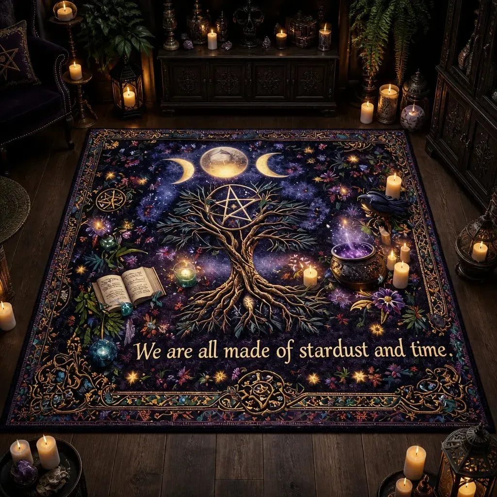 Pagan Triple Moon Tree of Life Area Rug – Spiritual Wicca Carpet for Mystical Home Decor_mockup_2.webp
