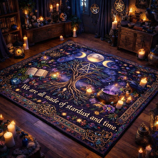 Pagan Triple Moon Tree of Life Area Rug – Spiritual Wicca Carpet for Mystical Home Decor-MoonChildWorld
