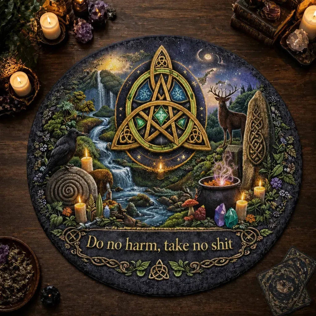 Pagan Triquetra Celtic Knot Round Rug Witchy Carpet for Wiccan Home Decor_mockup_2.webp
