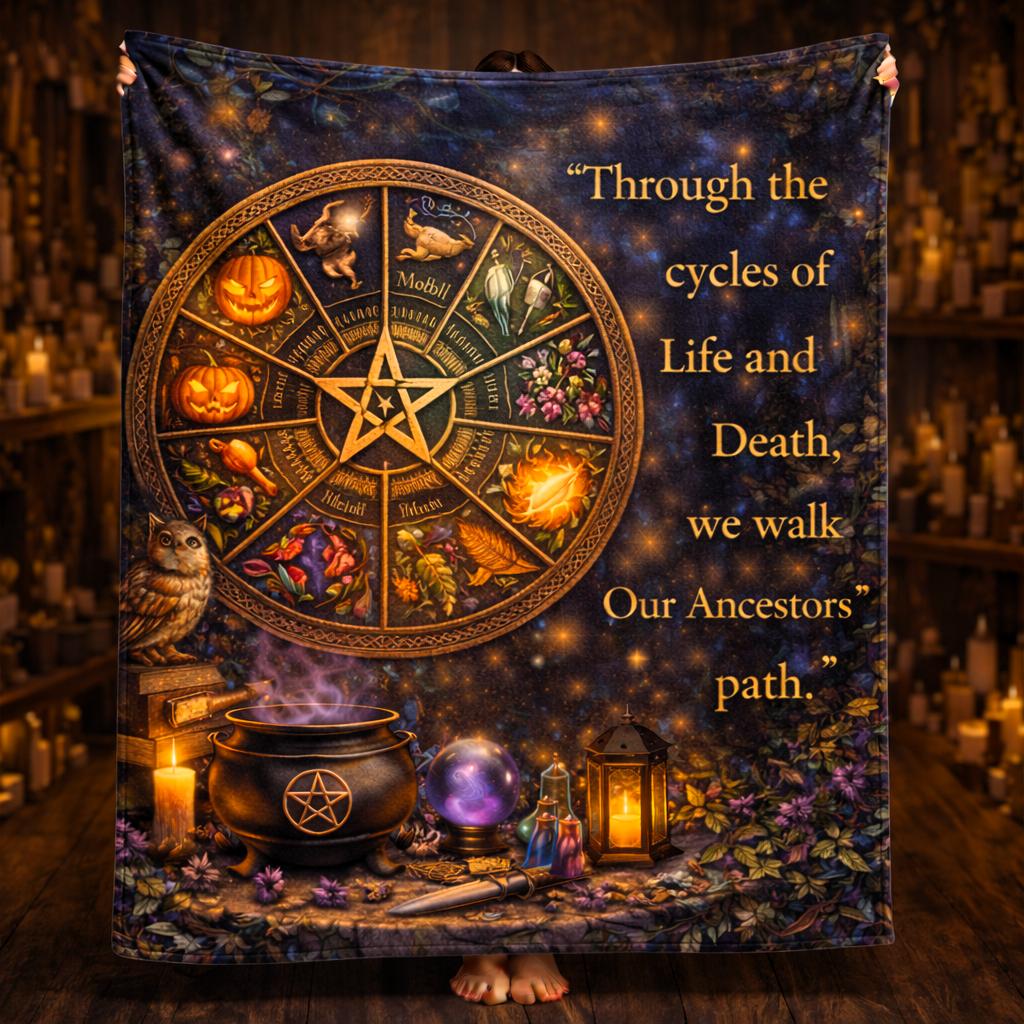 Pagan Wheel of Year Wicca Blanket for Witchy Yule Home Decor-MoonChildWorld