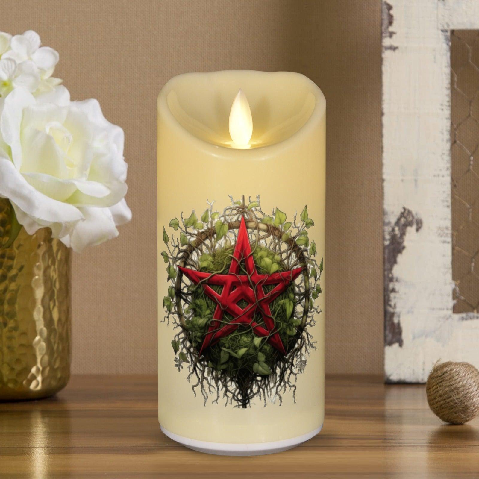 Pagan & Wicca Yule Pentacle Christmas Flameless LED Candle-MoonChildWorld