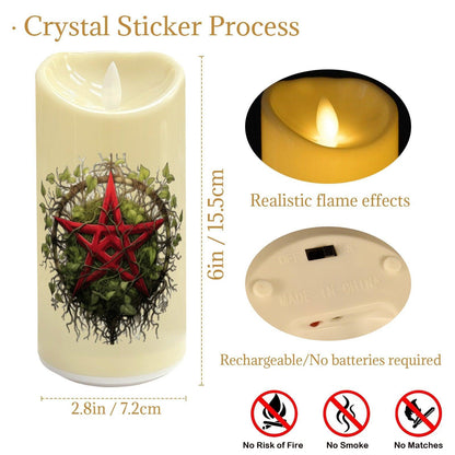 Pagan & Wicca Yule Pentacle Christmas Flameless LED Candle-MoonChildWorld