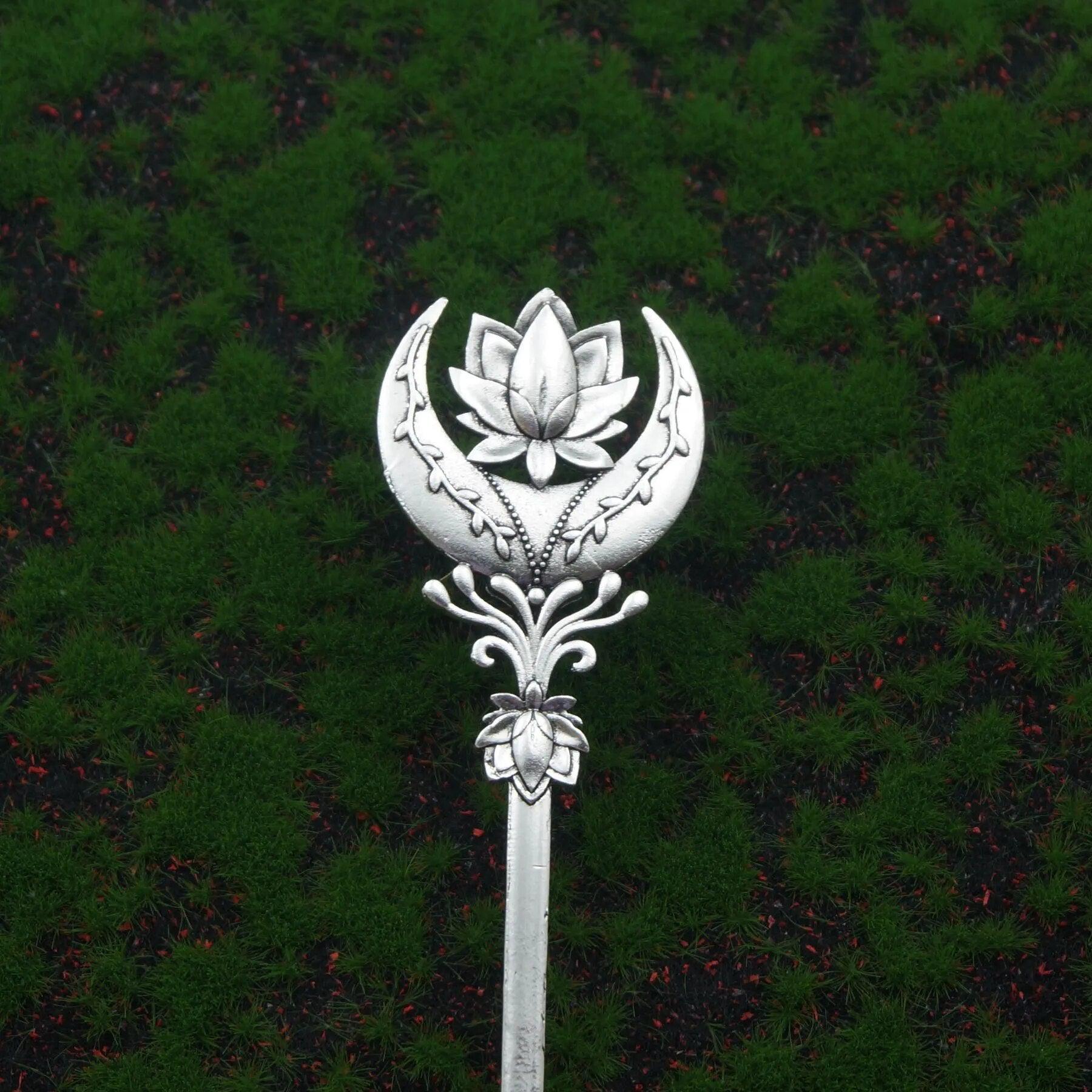 Pagan Witch Moon Hairpin Witchy Hair Accessories-MoonChildWorld