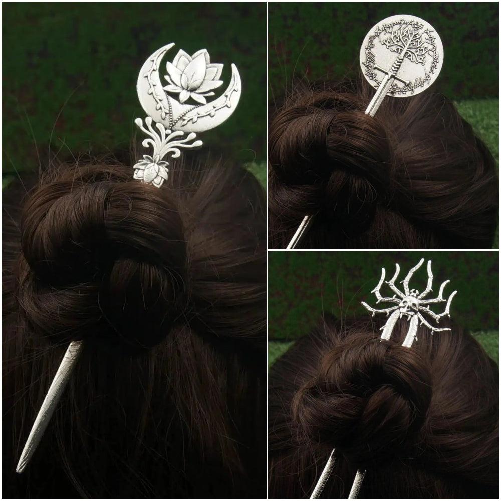 Pagan Witch Moon Hairpin Witchy Hair Accessories-MoonChildWorld