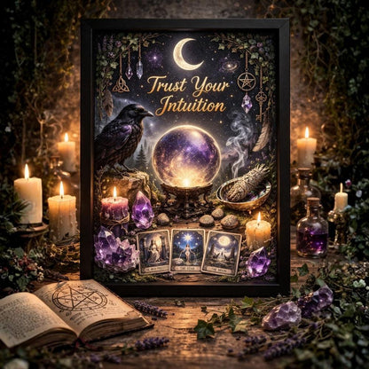 Pagan Witchy Canvas Wall Art - Black Framed Wicca Print for Mystic Home Decoration-MoonChildWorld