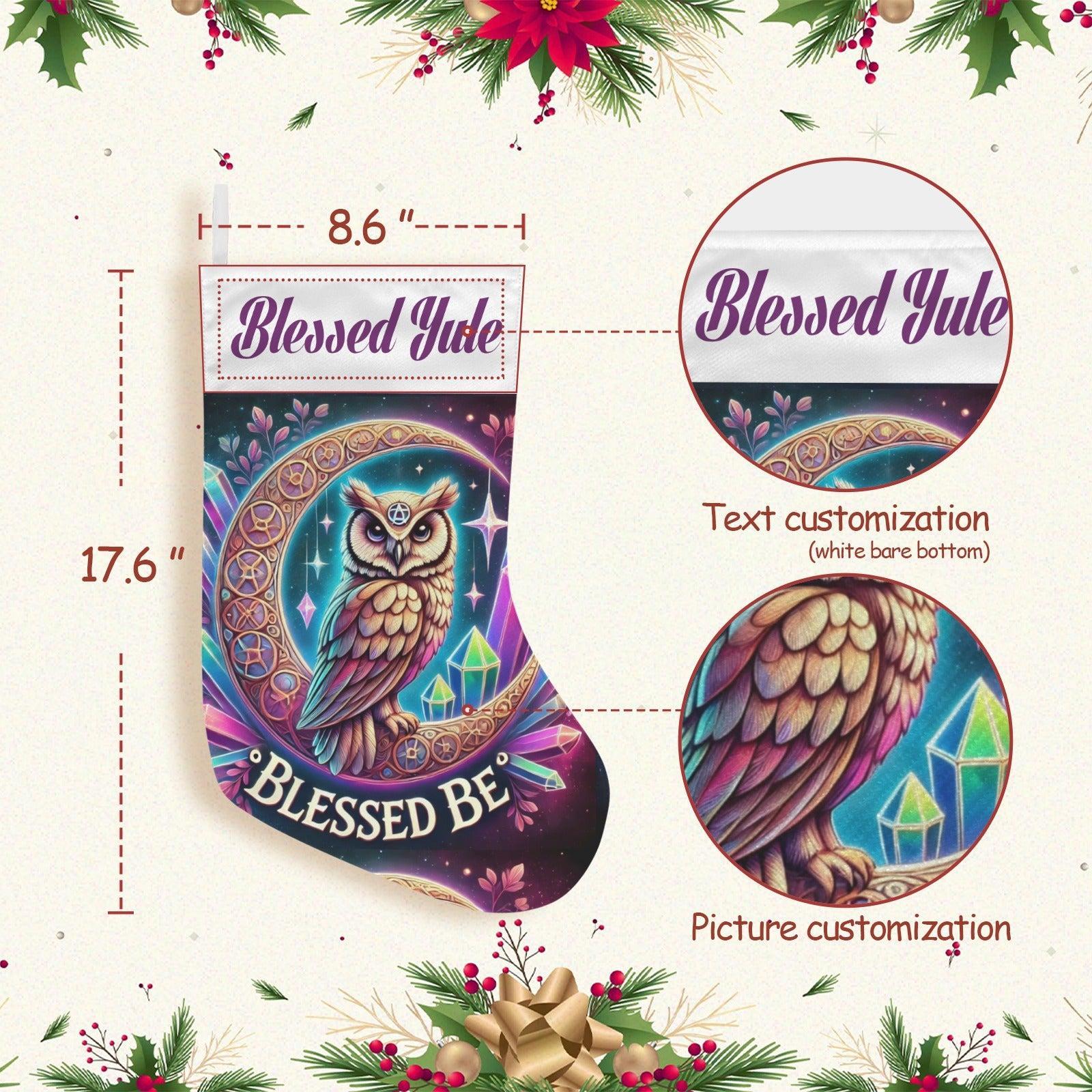 Pagan Yule Moon Owl Wicca Christmas Stocking for Yule Decorations-MoonChildWorld