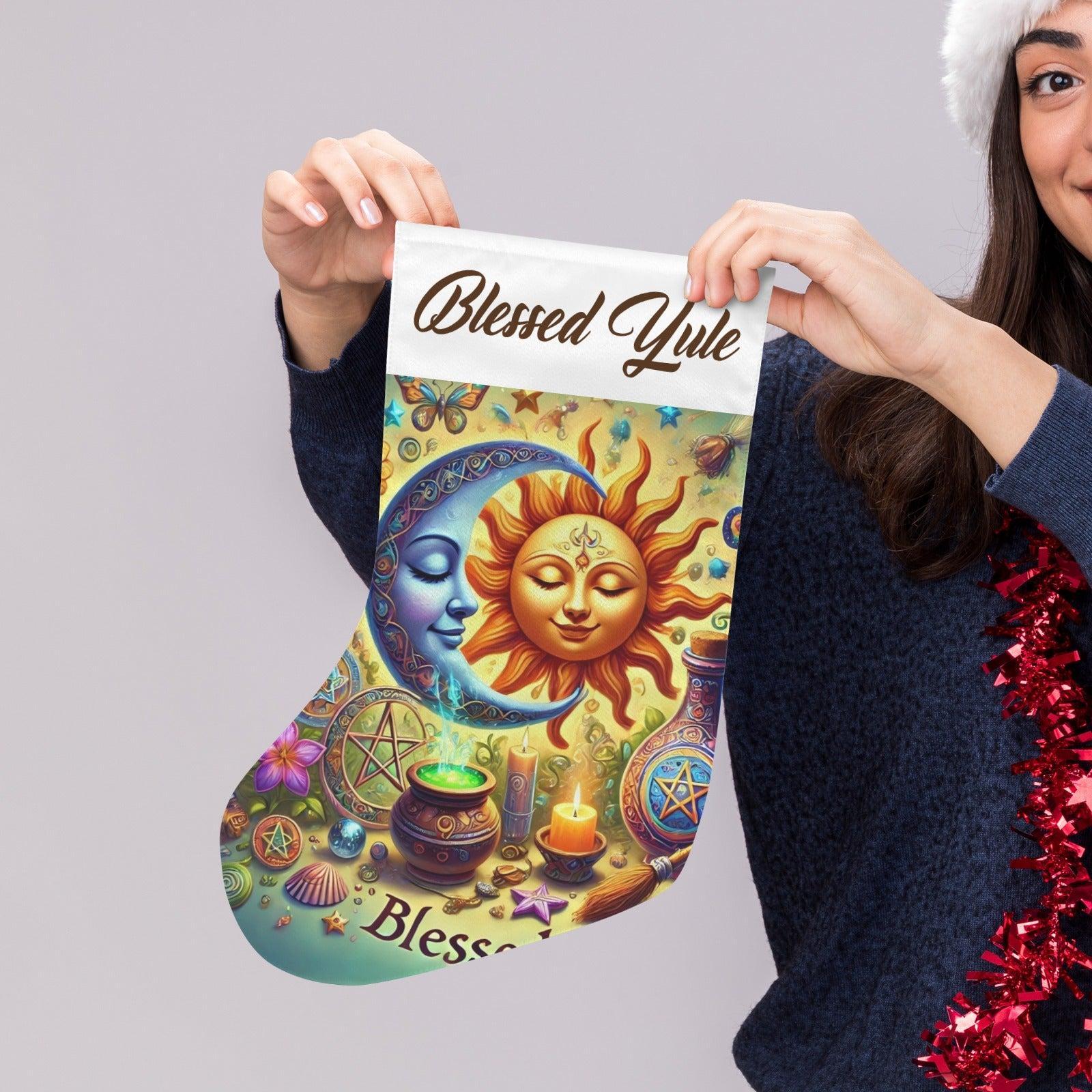 Pagan Yule Sun Moon Wicca Christmas Stocking for Yule Decorations-MoonChildWorld