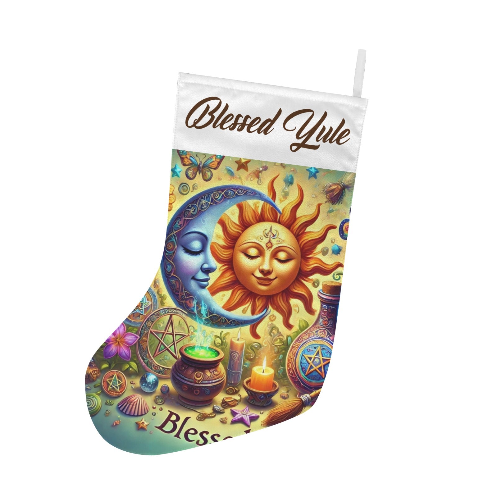 Pagan Yule Sun Moon Wicca Christmas Stocking for Yule Decorations-MoonChildWorld