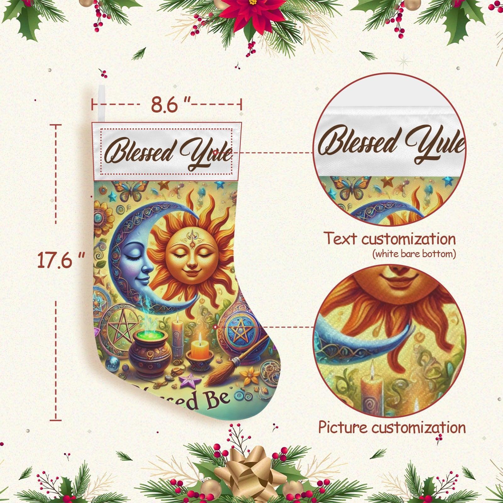Pagan Yule Sun Moon Wicca Christmas Stocking for Yule Decorations-MoonChildWorld