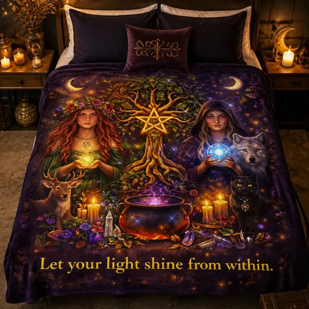 Pagan and Wicca Goddess Blanket witch Tree of Life Witchy Home Decor_mockup_2.webp