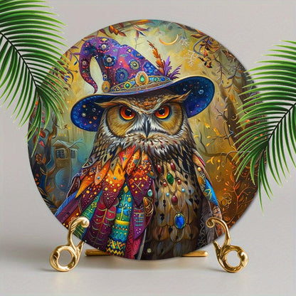 Vintage Magician Owl Metal Sign Witchy Owl Whimsical Wall Art-MoonChildWorld