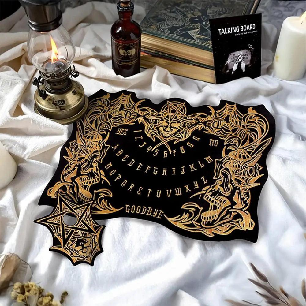 Pendulum Witch Ouija Board For Divination - Gothic Skull Spirit Wooden Talking Board-MoonChildWorld