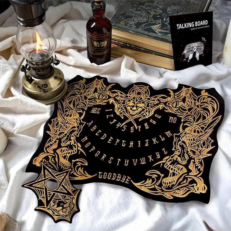 Pendulum Witch Ouija Board For Divination - Gothic Skull Spirit Wooden Talking Board-MoonChildWorld