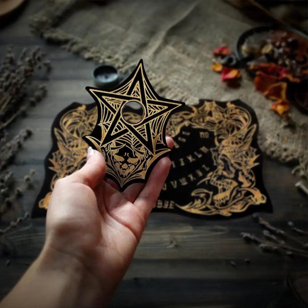 Pendulum Witch Ouija Board For Divination - Gothic Skull Spirit Wooden Talking Board-MoonChildWorld