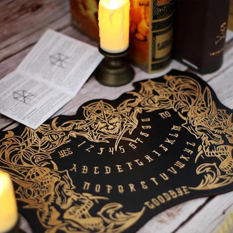 Pendulum Witch Ouija Board For Divination - Gothic Skull Spirit Wooden Talking Board-MoonChildWorld