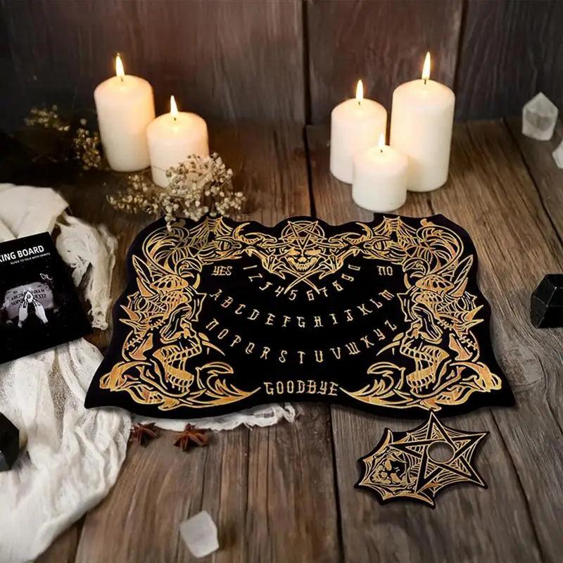 Pendulum Witch Ouija Board For Divination - Gothic Skull Spirit Wooden Talking Board-MoonChildWorld