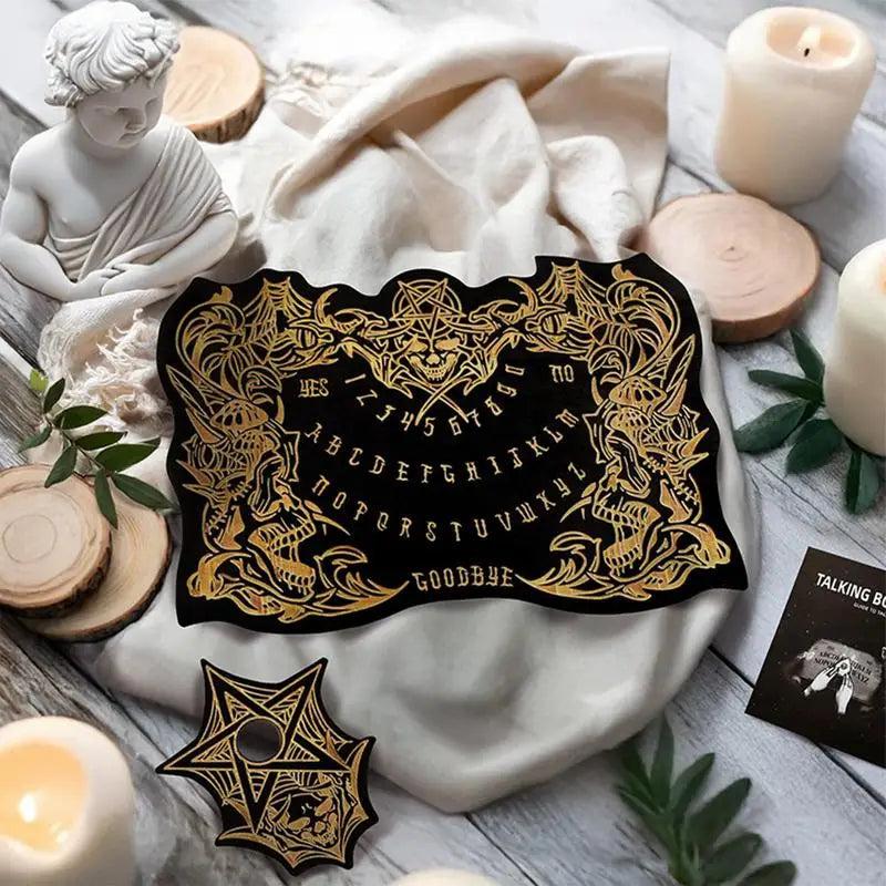 Pendulum Witch Ouija Board For Divination - Gothic Skull Spirit Wooden Talking Board-MoonChildWorld