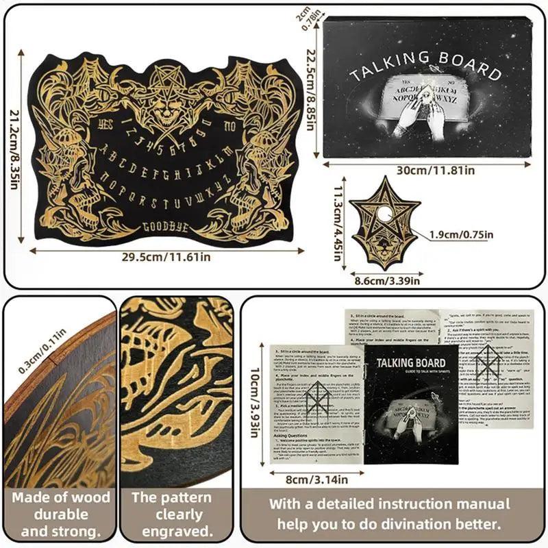 Pendulum Witch Ouija Board For Divination - Gothic Skull Spirit Wooden Talking Board-MoonChildWorld