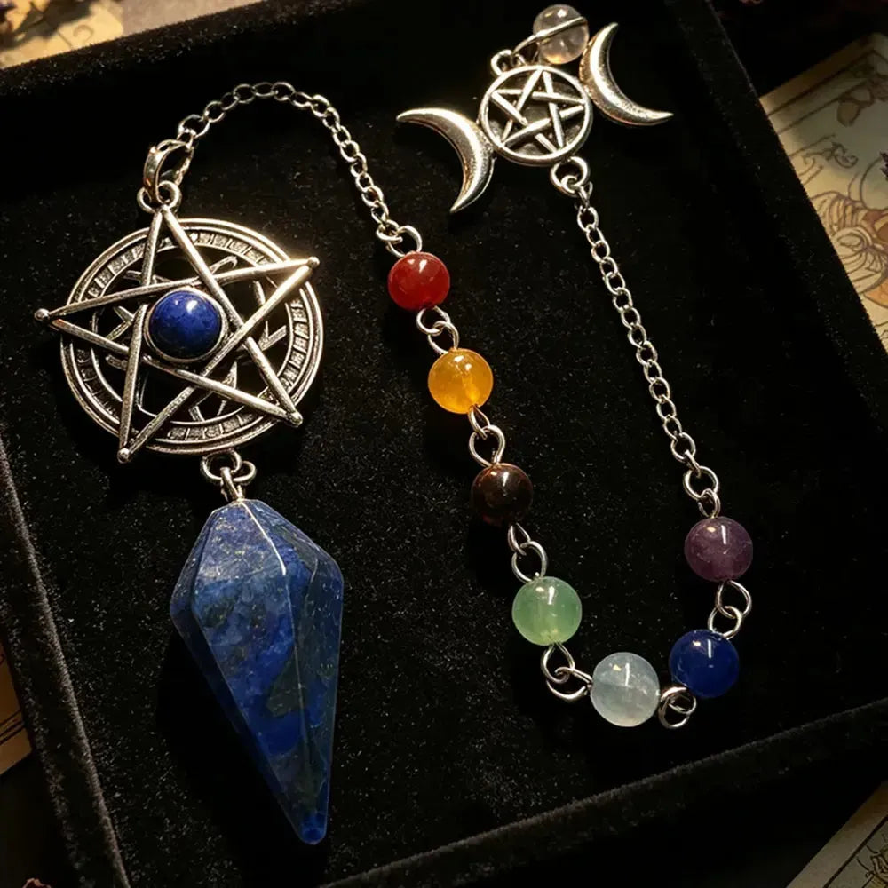 Pentacle Crystal Pendulum for Divination Natural Stone Pendant-MoonChildWorld