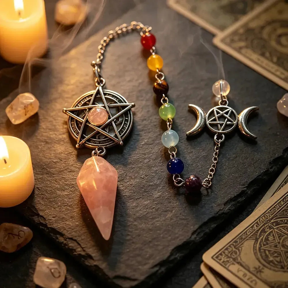 Pentacle Crystal Pendulum for Divination Natural Stone Pendant-MoonChildWorld