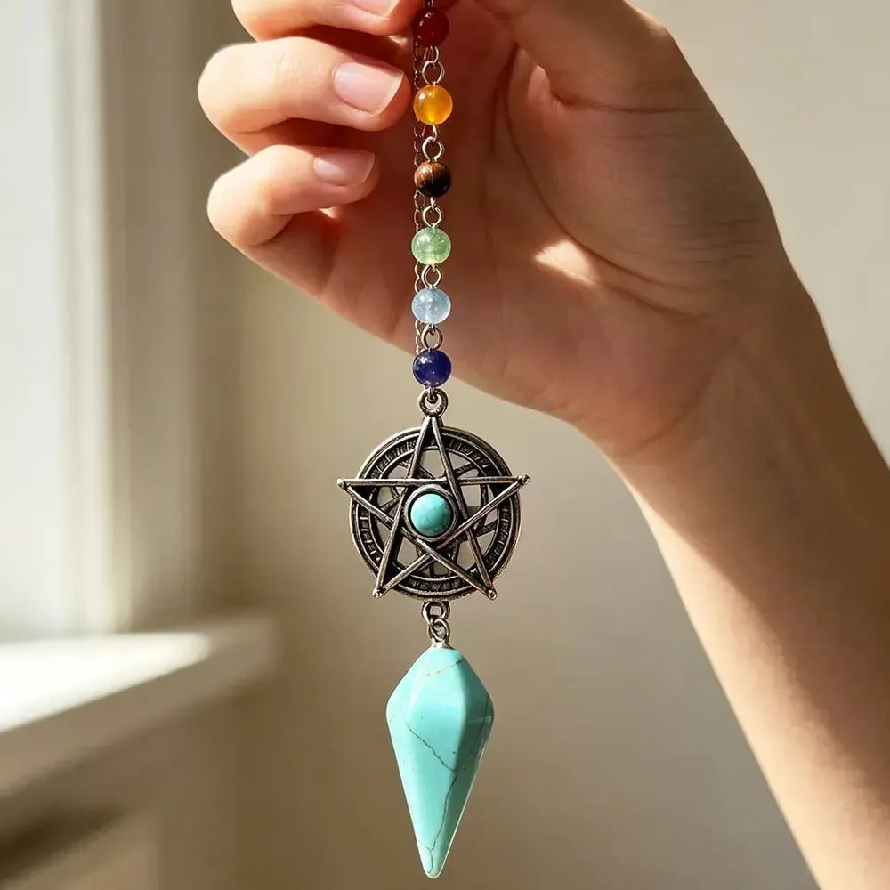 Pentacle Crystal Pendulum for Divination Natural Stone Pendant-MoonChildWorld
