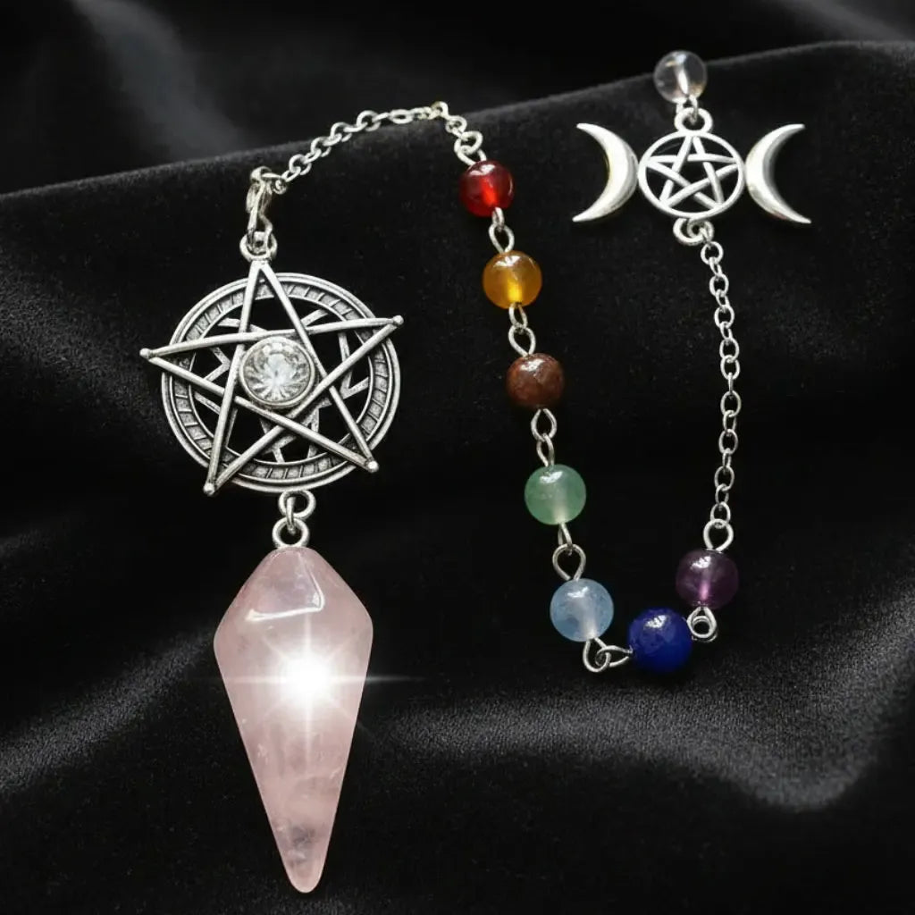 Pentacle Crystal Pendulum for Divination Natural Stone Pendant-MoonChildWorld