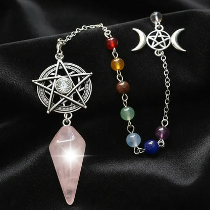 Pentacle Crystal Pendulum for Divination Natural Stone Pendant-MoonChildWorld