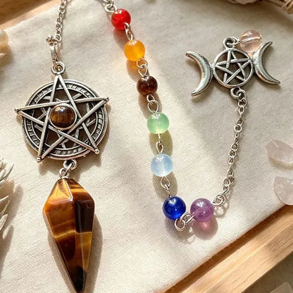 Pentacle Crystal Pendulum for Divination Natural Stone Pendant-MoonChildWorld